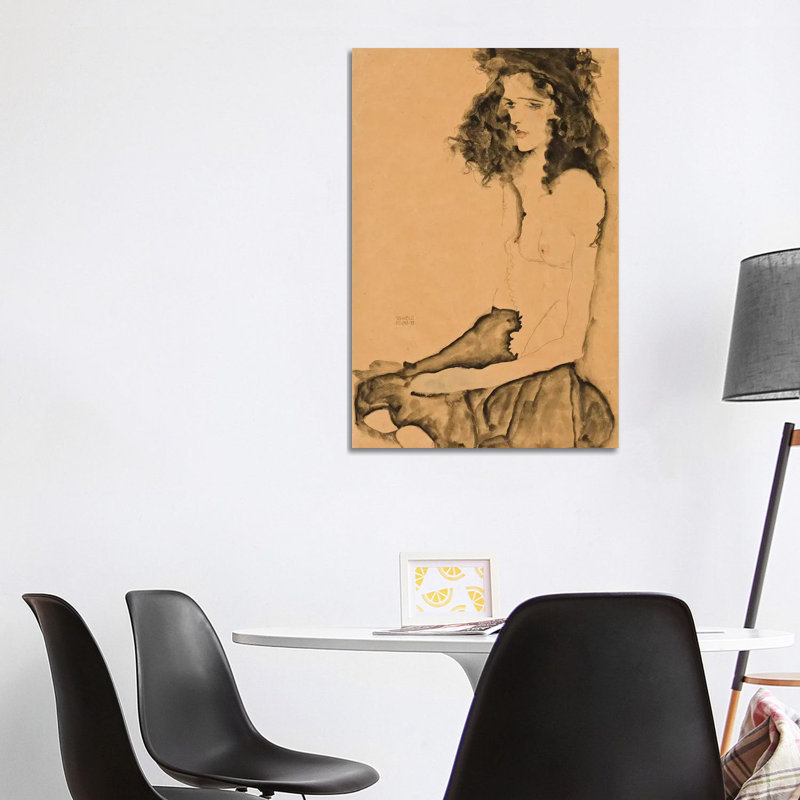 Girl With Black Hair, 1911 by Egon Schiele - Wrapped Canvas Print, 101.6 cm H x 66.04 cm W x 1.91 cm D