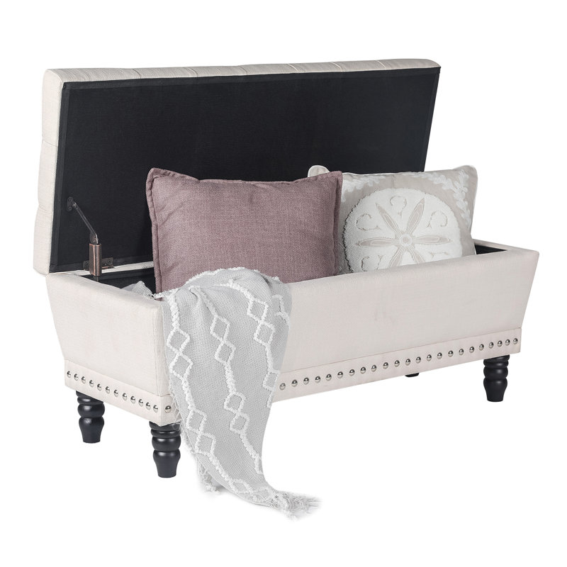 Banc de rangement rembourré Lorinda, Beige