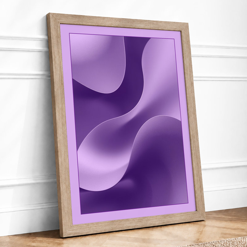 Flowing Purple Forms Minimalist - Print, Oak, A4 - 29.7 x 21.0 cm