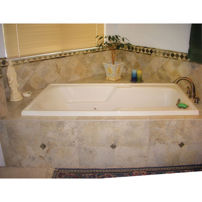 Isabella 66'' x 36'' Drop-In Acrylic Bathtub, Almond, Polished Chrome
