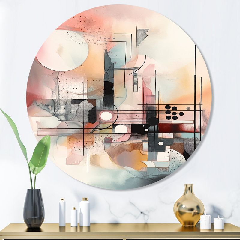 Explorations In Serenity III - Art abstrait géométrique rond sur métal, H 36 po x l 36 po x P 1 po