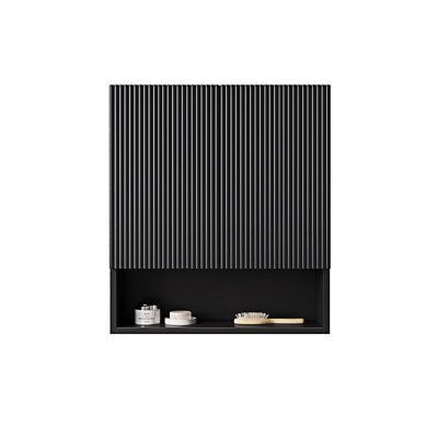 Wall-Mounted Striped Bathroom Cabinet With Doors