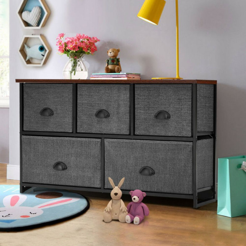Minden 39.5'' W 5 - Drawer Dresser, Black