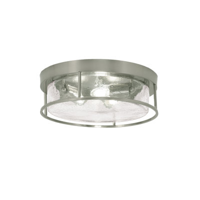 Loulou 16" Flush Mount, 3-Bulbs, Shown In Brushed Nickel Finish With Smoke Bubble Glass