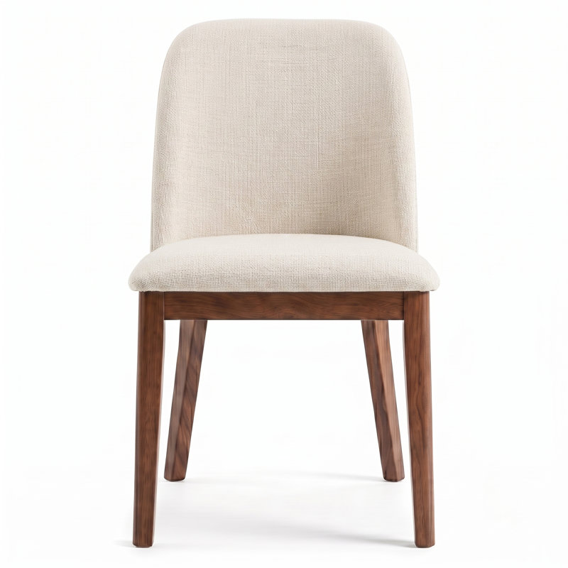 Bargman Mid-Century Modern Dining Chair, Beige Fabric