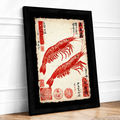 Two Lobsters In Red Japandi - Print
