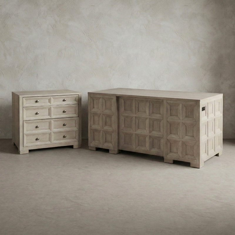 Ensemble de bureau 2 pièces avec bureau de direction et armoire de rangement Drevonte