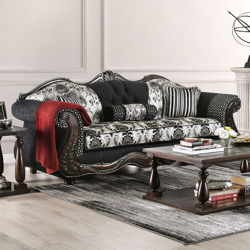 Canapé traditionnel l 94,4 po, Noir