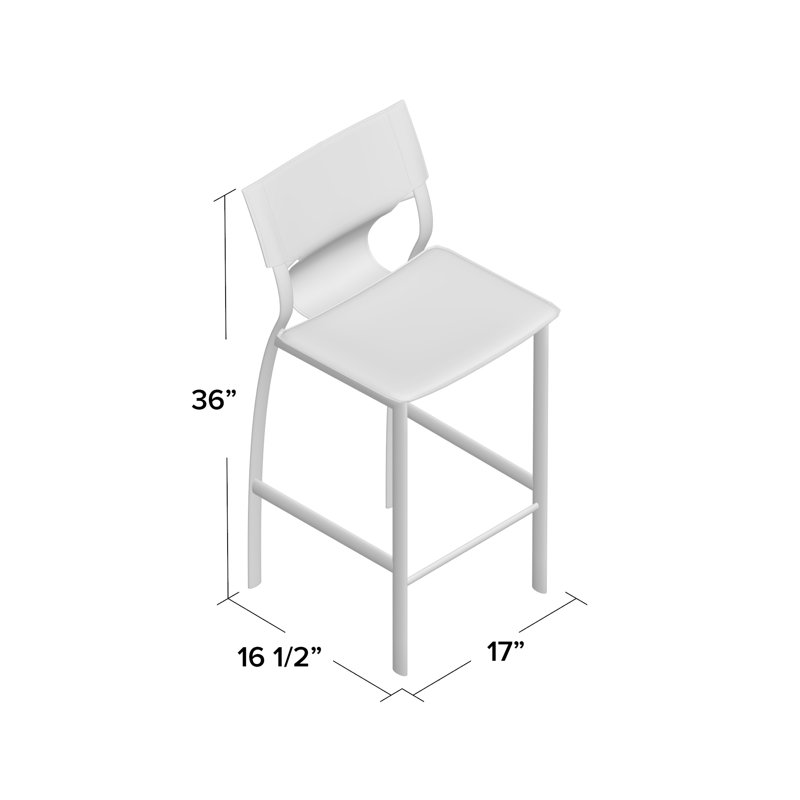 Tabouret Danielsville, Blanc, Tabouret de comptoir - 26 po
