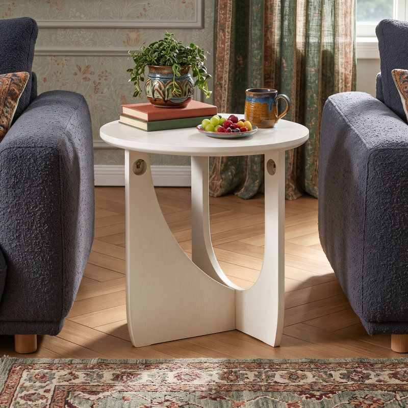 Solid Wood Top End Table, Black