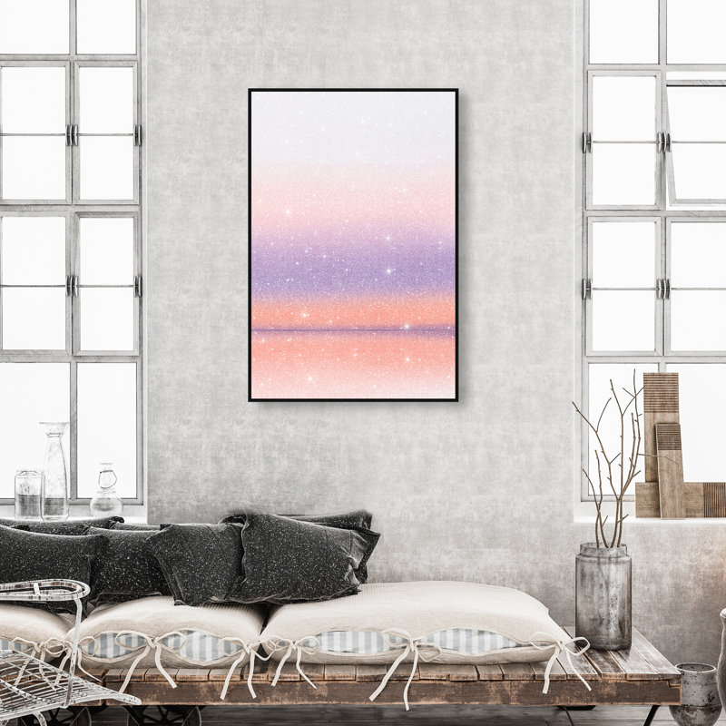 Peach Coastline Print by Oliver Gal, 16"H x 11"W, Black Floater Frame