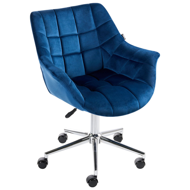 Velvet Office Chair, Navy Blue