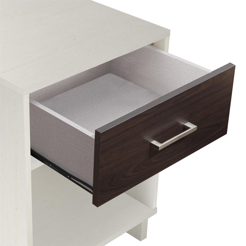 Edgemoore 45 cm W Bedside Table, Vintage White/Espresso