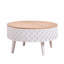 Table basse ronde 31,5 po avec rangement Table de salon ronde avec rangement Table d'appoint relevable Boho Modern Farmhouse Base blanche sculptée avec plateau naturel