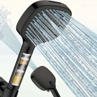 Pomme de douche à main filtrée MakeFit avec douche à main, pomme de douche à main haute pression à 7 modes avec filtres, pommes de douche détachables, adoucisseur d'eau, filtre pour l'eau dure - élimine le chlore et les métaux lourds