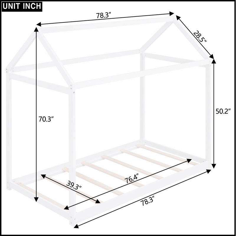 Charmant lit maison en bois au design unique, parfait pour créer un espace de sommeil confortable et imaginatif., Blanc