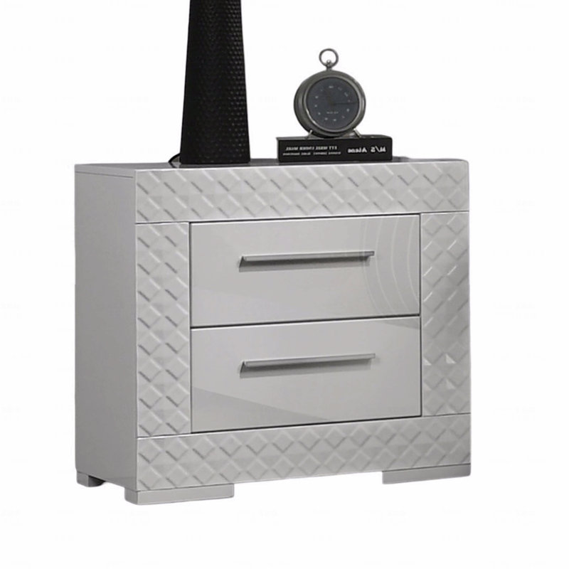 1Pc Nightstand (Bedside Side Table) Metal Side Glide 2-Drawers Bedside Table