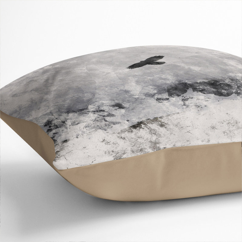Bird Flying Over Mountains Watercolour Square Throw Cushion, Stone, 55cm H x 55cm W x 20cm D