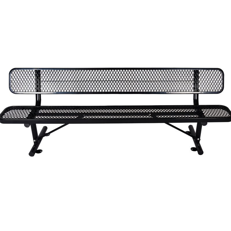 8 pi Banc d'extérieur en acier - noir pour patio avec terrasse solide et stable, Noir