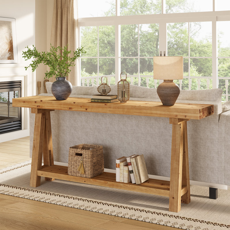 70.86-Inch Solid Wood Console Table, Extra Long Entryway Table, Sofa Table