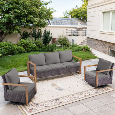 Kelyse Patio PE Wicker Outdoor Conversation Set Contain Sofa And Chairs
