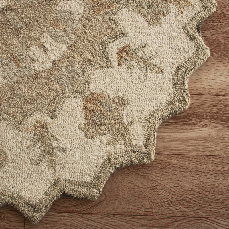 Coulombe Handmade Looped/Hooked Wool Brown/Gray Area Rug, Round 6'