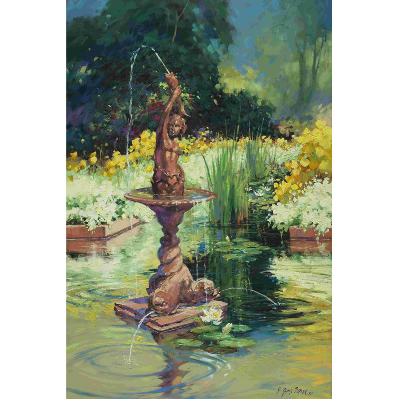 " La Fontana " by Julie G. Pollard Painting Print, 18" H x 12" W  