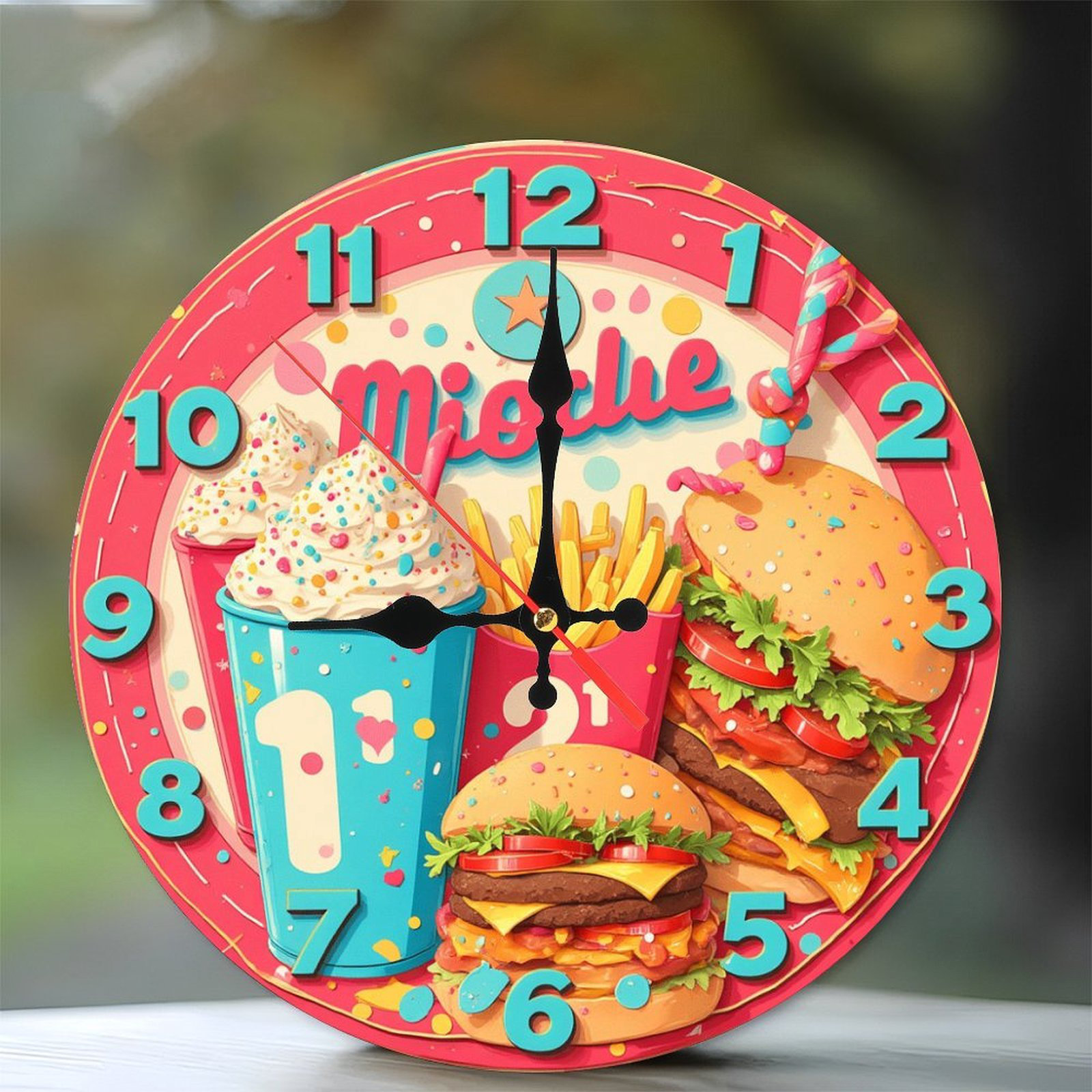 Dakota Fields Colorful Fast Food Clock Decor | Wayfair