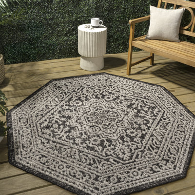 Tapis intérieur / extérieur gris / noir Moten