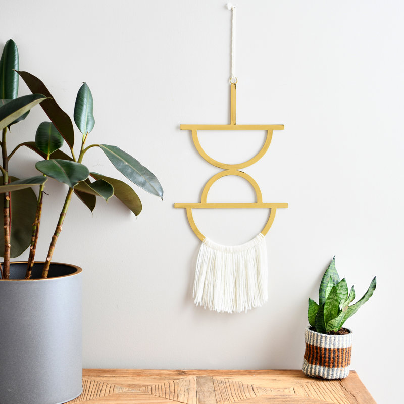 Geometric Metal Wall Hanging with Tassel