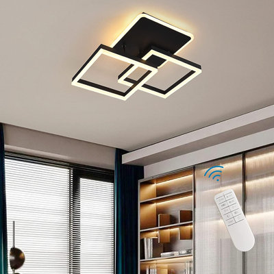 3-Light 65cm LED Flush Mount,Modern Dimmable LED Ceiling Light With Remote,Square Aluminum Frame