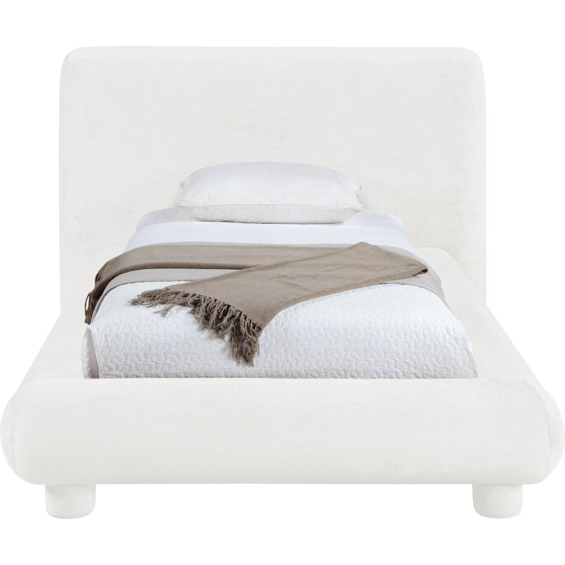 Lit en tissu de chenille Huckstep, Tissu chenille crème, Simple