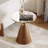 Sculra Modern 22" Gray & Gold Pedestal End Table With Sintered Stone Top