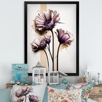 «Pink Gerbera Flower on Abstract Fusion V», reproduction sur toile