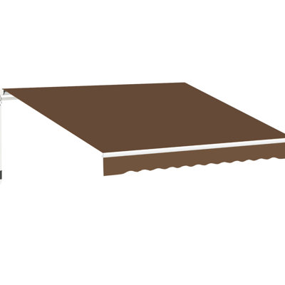 13' X 8' Deck Awning, & Water- Fabric, Manual Crank, Coffee Brown For Patio Balcony Enticing 13'X8' Awning Patio, Deck, - Water-, Model