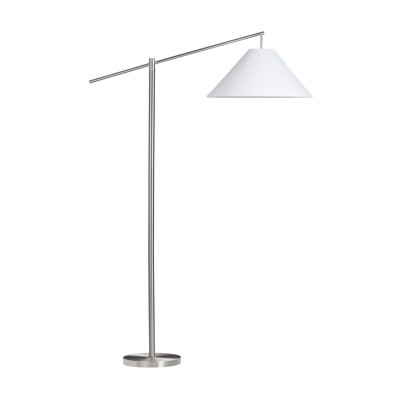 68.25" Steel Floor Lamp With White Linen Shade