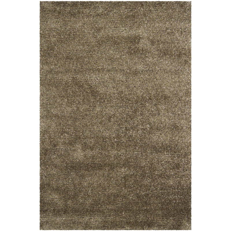 Lark Manor Authentic Hand-Woven Handmade High Pile Modern Glam Mixed Texture Wool & Polyester Green, Yellow & Ivory Area Rug