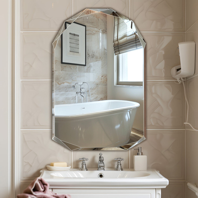 Miroir de salle de bain sans cadre, miroir sans cadre à bord biseauté pour salle de bain, salon, entrée de maison, miroir mural élégant