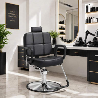  Fauteuil de barbier inclinable hydraulique l 24 po Nakai, fauteuil de salon pivotant, similicuir 