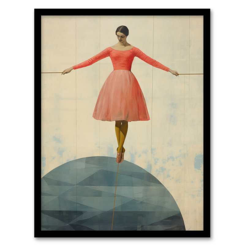 Life Is a Tightrope Female Balancing Act Vintage 1 Piece Single Picture Frame Wall Art