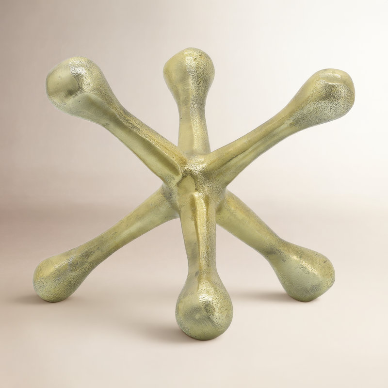 Sculpture abstraite géométrique en aluminium, Or, H 8,5 po x l 8 po x P 5 po