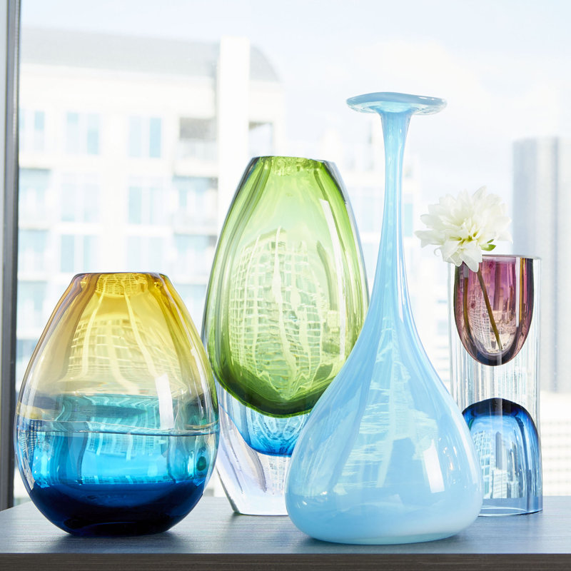 Canica Glass Table Vase, 10" H x 5" W x 3.5" D
