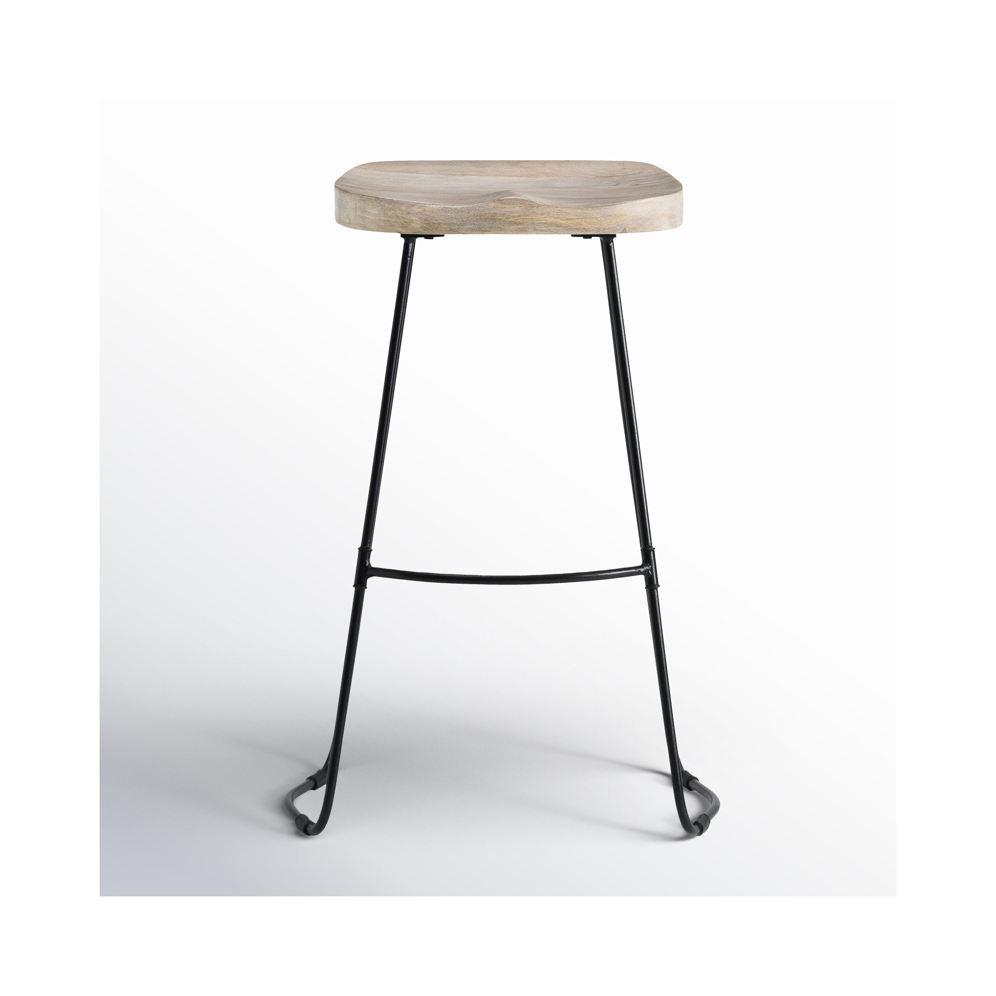 Geonna Solid Wood Bar & Counter Stool, Whitewash, Bar Stool (30" Seat Height)