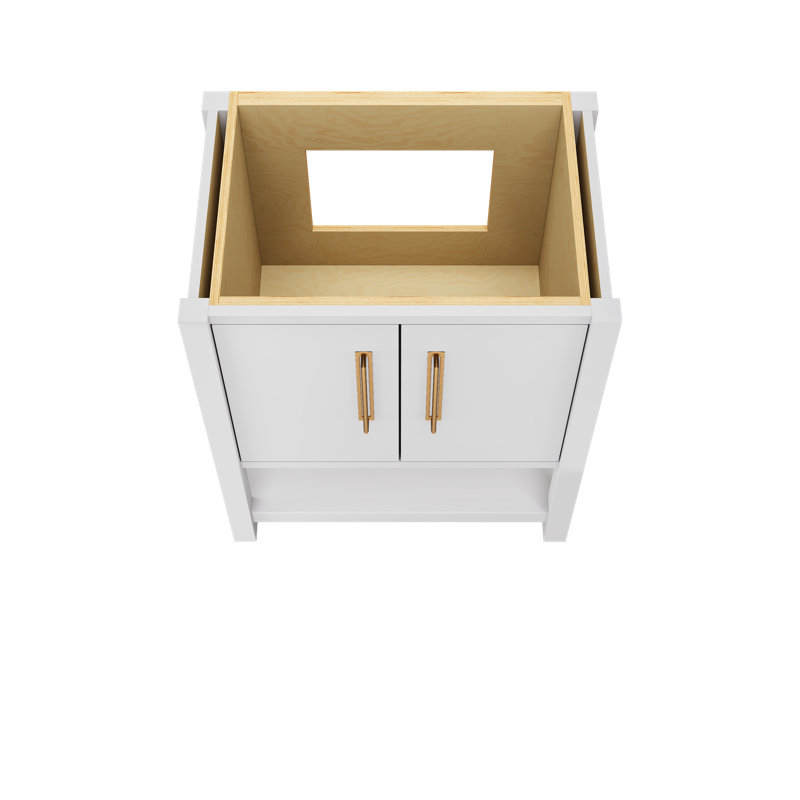 Kiawah Single Bath Vanity, 30", Strong White, Satin Gold