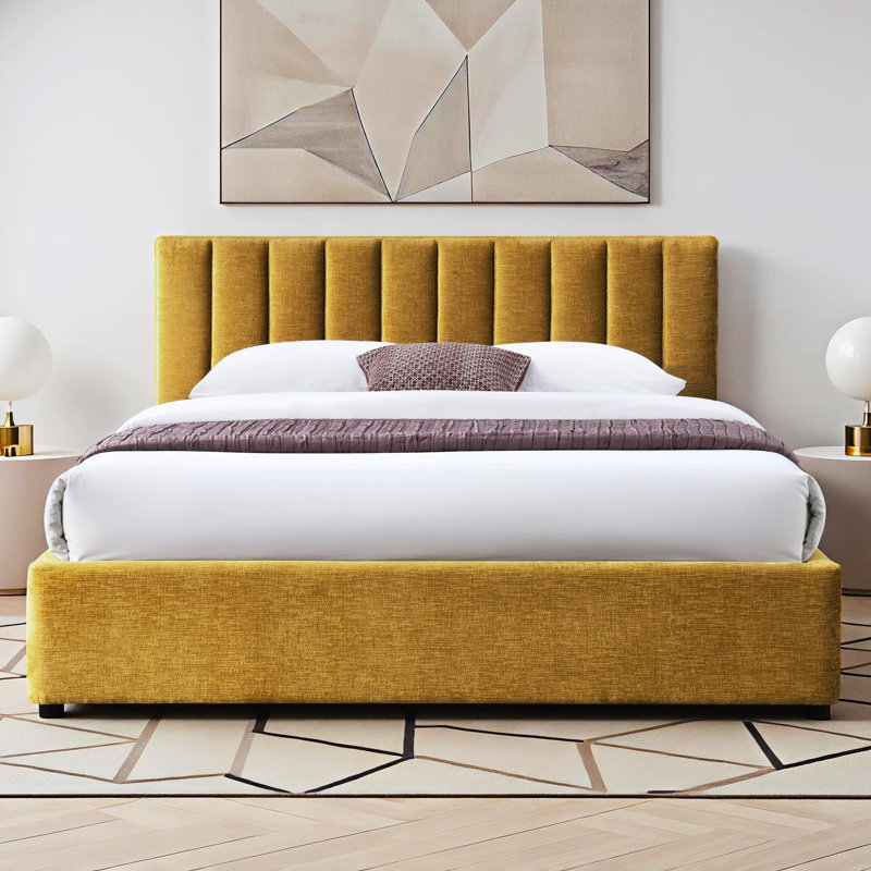 Conforti Upholstered Platform Bed, Queen, Gold
