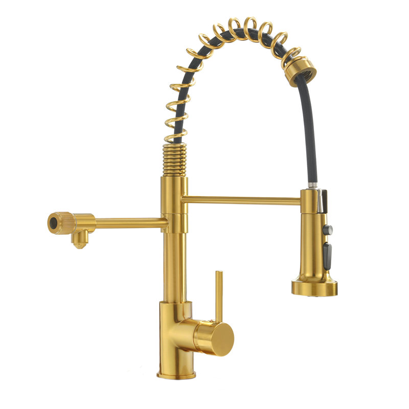 Robinet de cuisine à un trou à poignée simple avec bec verseur d'eau purifiée Topcraft, Doré