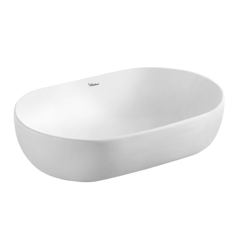 Lavabo de salle de bain vasque ovale blanc en porcelaine vitreuse Isabella