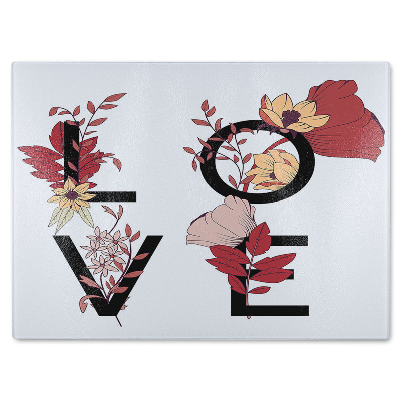 Love Typography Glass Chopping Board
