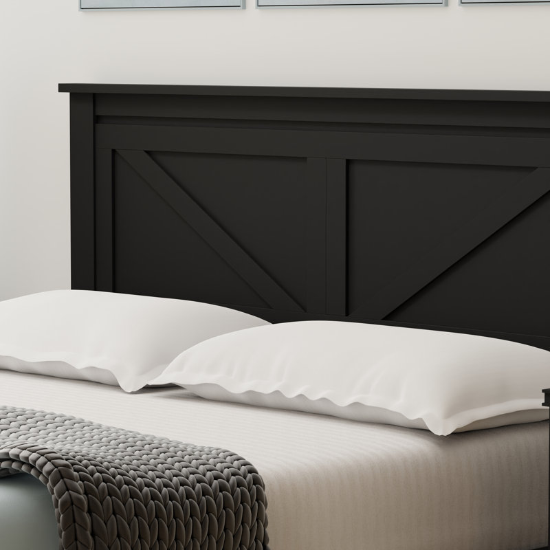 Lit plateforme en bois massif Marksbury - cerisier classique Marksbury, Noir, Double