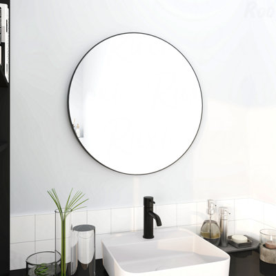 Large Black Round Accent Mirror